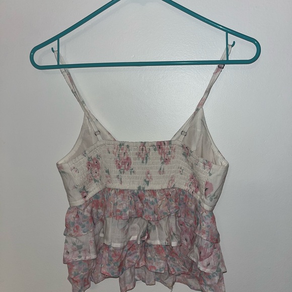 Hollister Floral Ruffle Camisole - White and Pink - Picture 3 of 3